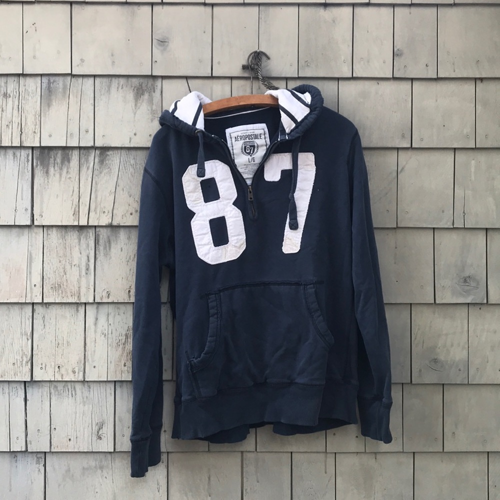 Navy Blue half zip Aeropostale hoodie sweatshirt